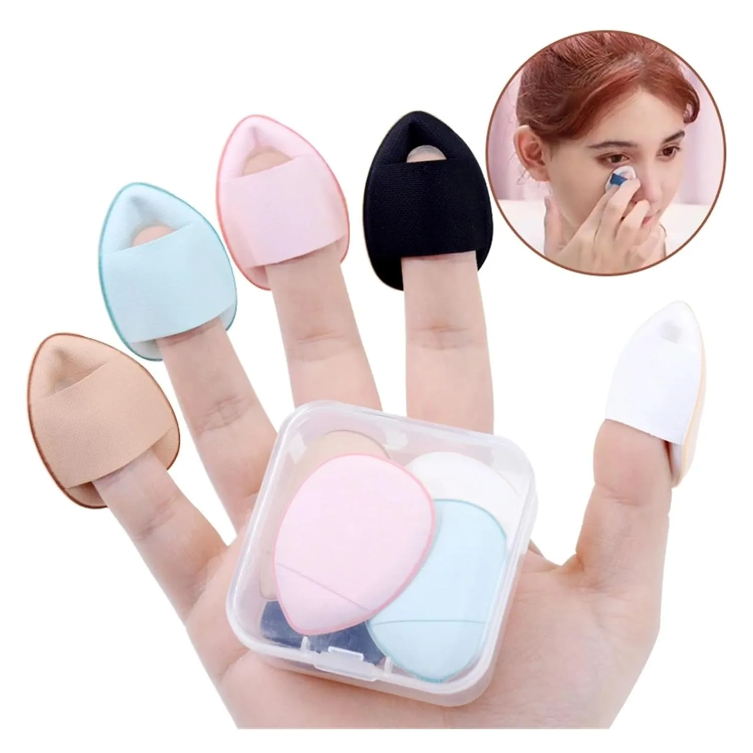 5/10Pcs Mini Finger Puff Foundation Small Air Cushion Powder Sponge Face Concealer BB Cream Cosmetic Applicator Makeup Tools(5 pink in bag)