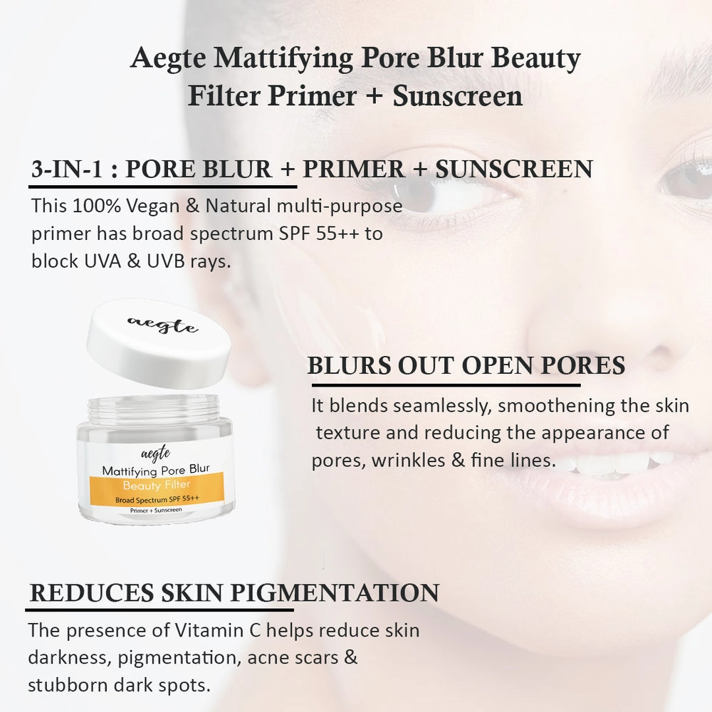 Aegte Intense Coverage BB   Foundation Strobe Cream & Mattifying Pore Blur Beauty Filter Primer   Sunscreen