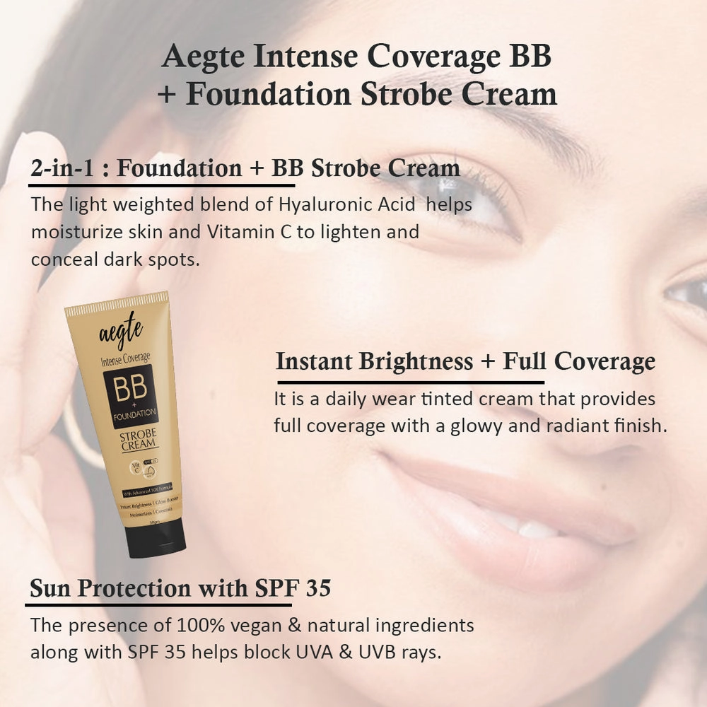Aegte Intense Coverage BB   Foundation Strobe Cream & Mattifying Pore Blur Beauty Filter Primer   Sunscreen