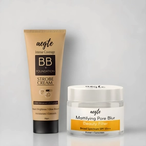 Aegte Intense Coverage BB   Foundation Strobe Cream & Mattifying Pore Blur Beauty Filter Primer   Sunscreen
