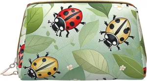 Art Ladybug Tracks Printed Small Makeup Bag,Travel Cosmetic Bag Purse with Zipper,Water-resistant Makeup Organizer Bag for Women