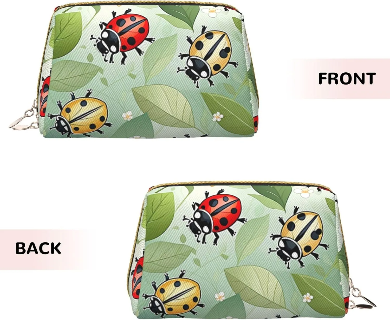 Art Ladybug Tracks Printed Small Makeup Bag,Travel Cosmetic Bag Purse with Zipper,Water-resistant Makeup Organizer Bag for Women