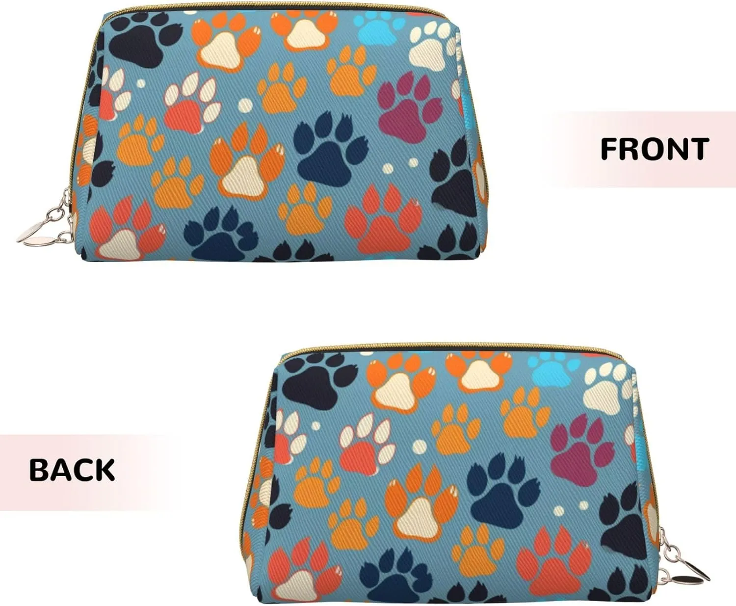 Bear paw Printed Small Makeup Bag,Travel Cosmetic Bag Purse with Zipper,Water-resistant Makeup Organizer Bag for Women