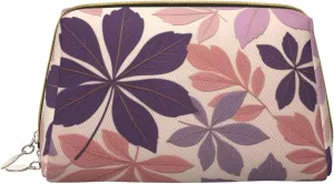 Beautiful grape leaves Printed Small Makeup Bag,Travel Cosmetic Bag Purse with Zipper,Water-resistant Makeup Organizer Bag for Women