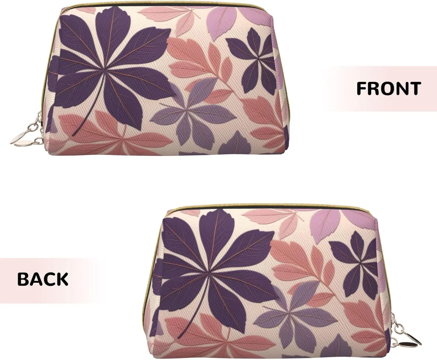 Beautiful grape leaves Printed Small Makeup Bag,Travel Cosmetic Bag Purse with Zipper,Water-resistant Makeup Organizer Bag for Women