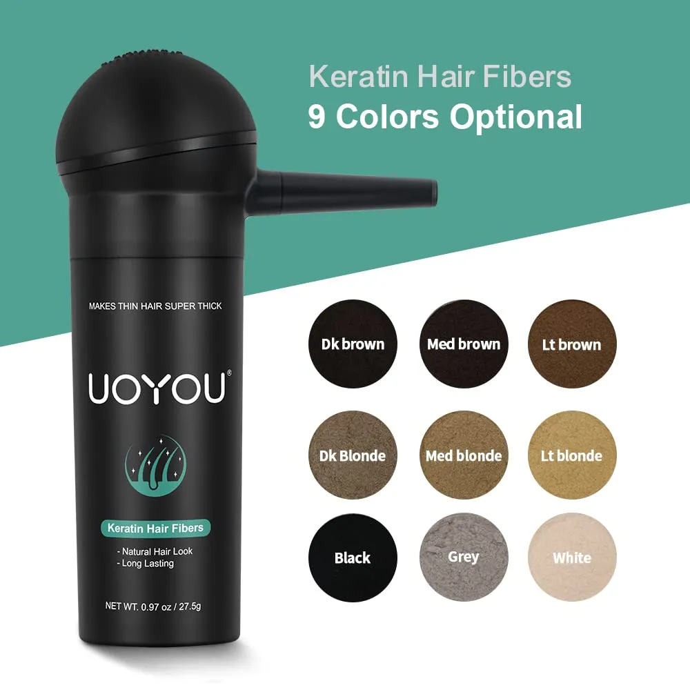 BLACK Hair Fibers for Thinning Hair 27.5g Bottle with Applicator | Undetectable & Natural Keratin Hair Fibers Concealer for Hair Loss for Men and Women | Hair Building Fibres Powder [BLACK Hair Fiber]
