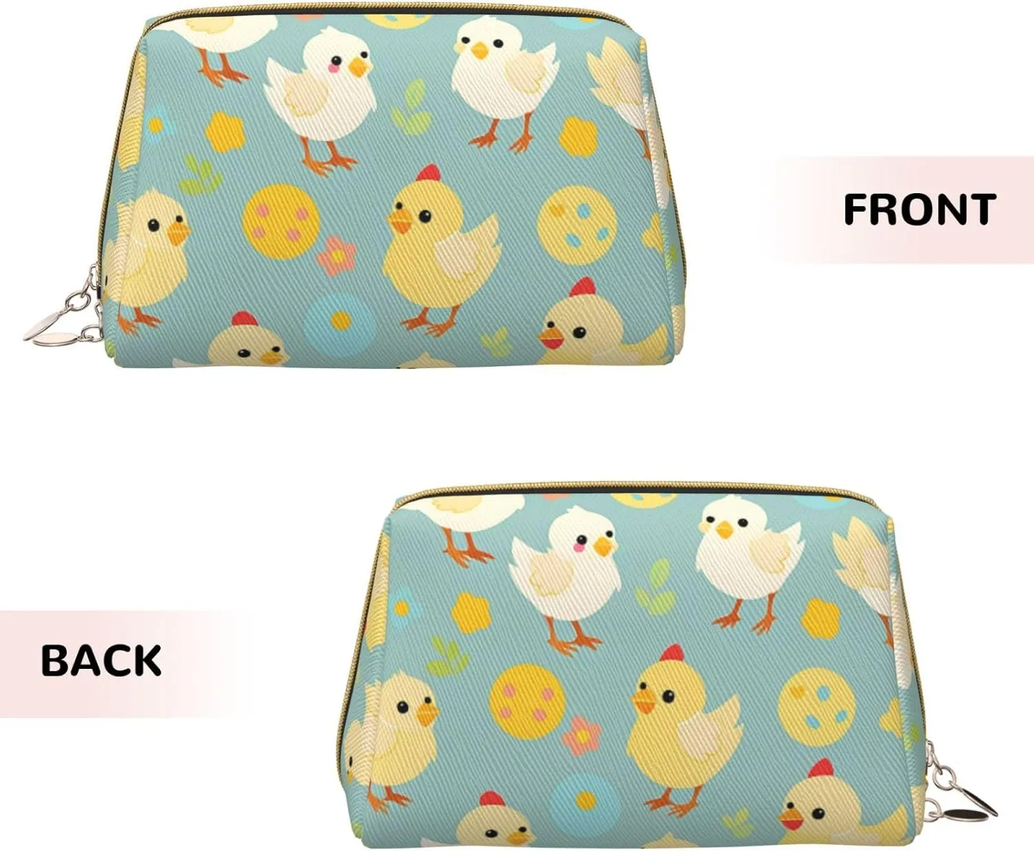 Chicken Chick Printed Small Makeup Bag,Travel Cosmetic Bag Purse with Zipper,Water-resistant Makeup Organizer Bag for Women