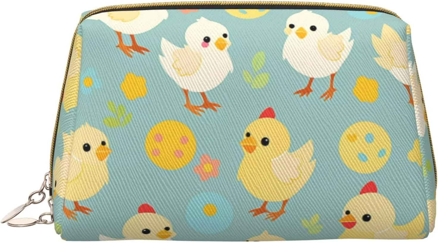 Chicken Chick Printed Small Makeup Bag,Travel Cosmetic Bag Purse with Zipper,Water-resistant Makeup Organizer Bag for Women