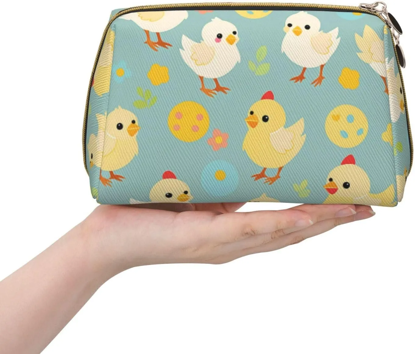 Chicken Chick Printed Small Makeup Bag,Travel Cosmetic Bag Purse with Zipper,Water-resistant Makeup Organizer Bag for Women