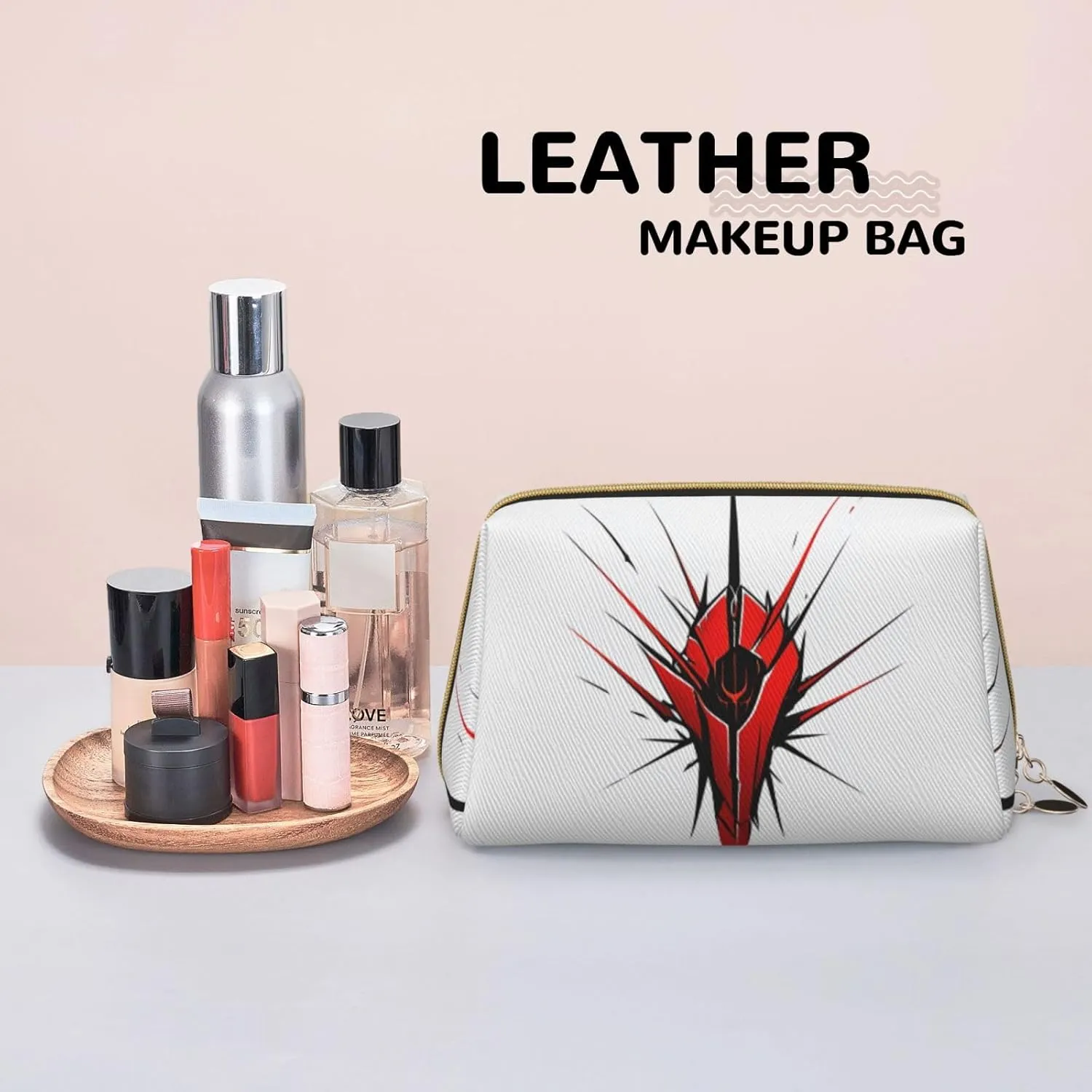 Claw Scratch Red Printed Small Makeup Bag,Travel Cosmetic Bag Purse with Zipper,Water-resistant Makeup Organizer Bag for Women