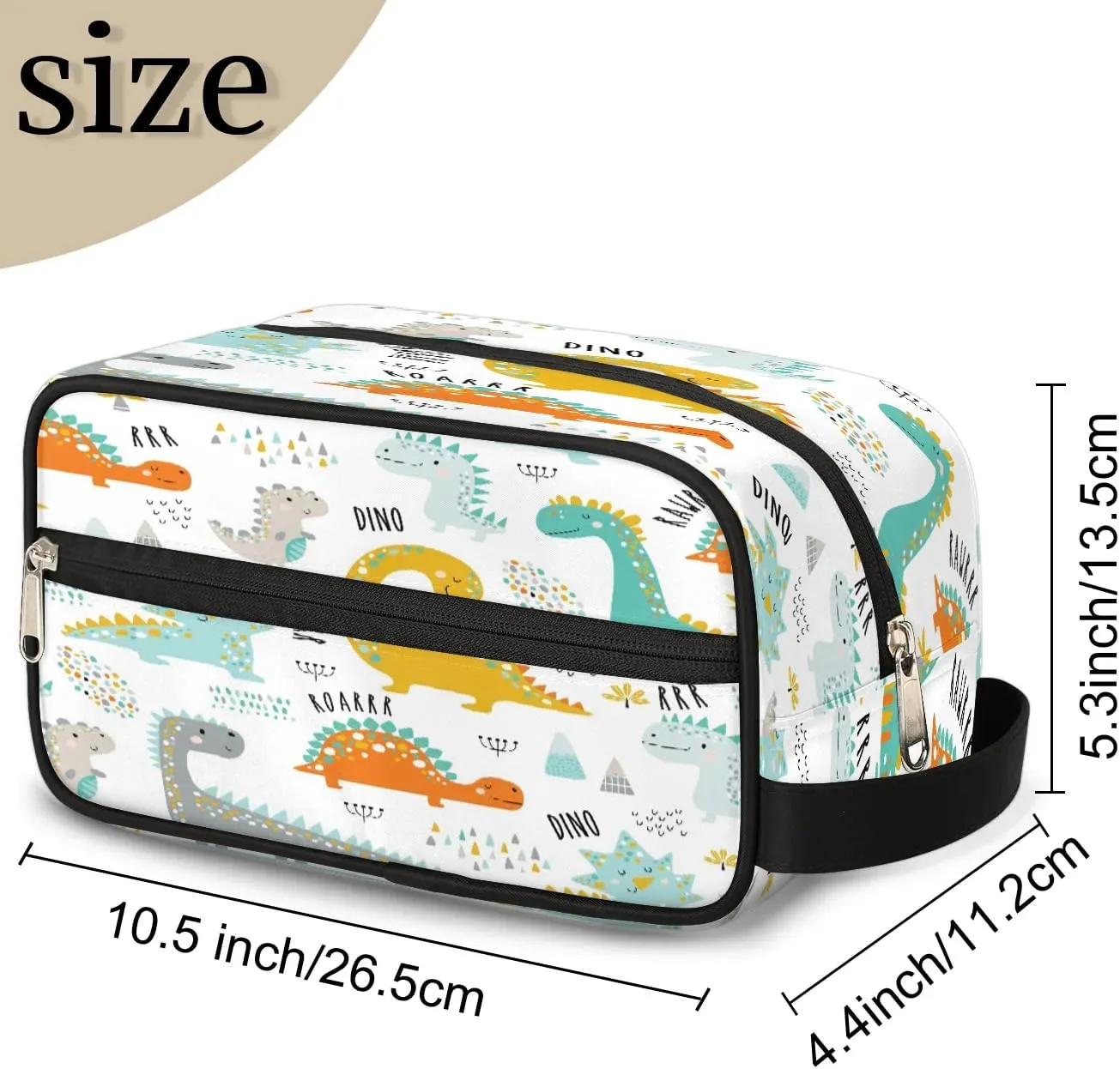 Cute Animal Dinosaurs Travel Toiletry Bag for Women Men Small Cosmetic Makeup Organizer Water Resistant Shaving Bag Portable Make Up Bag Storage Bags with Handle
