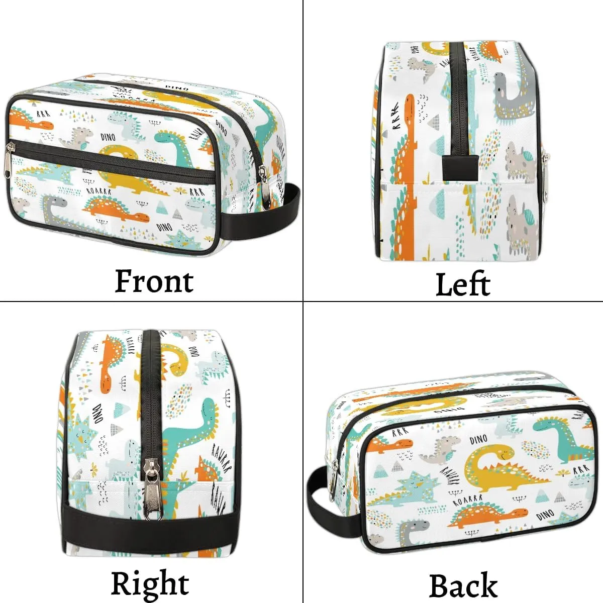 Cute Animal Dinosaurs Travel Toiletry Bag for Women Men Small Cosmetic Makeup Organizer Water Resistant Shaving Bag Portable Make Up Bag Storage Bags with Handle