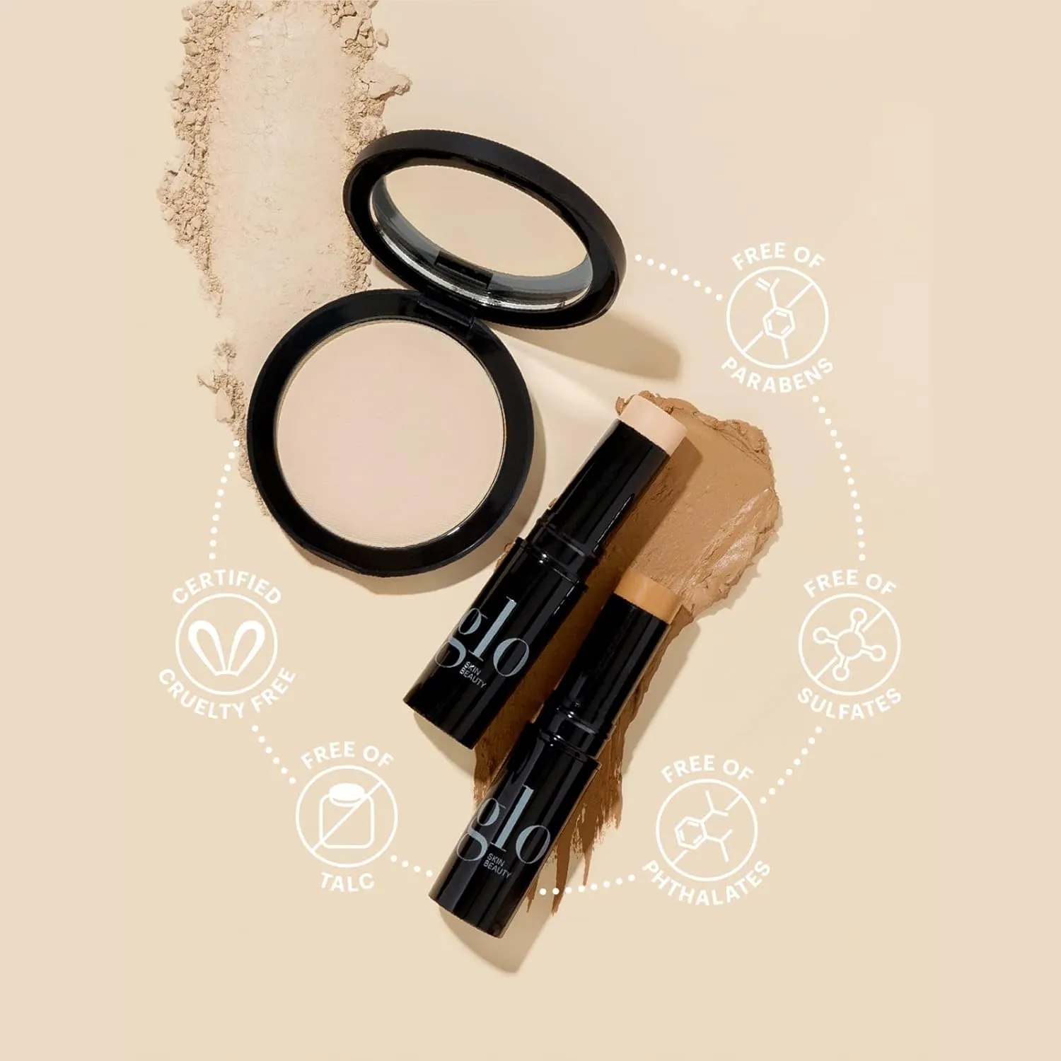 Glo Skin Beauty HD Mineral Foundation Stick - Concealer Makeup Infused with Hyaluronic Acid - Buildable Coverage, Contour & Highlighter