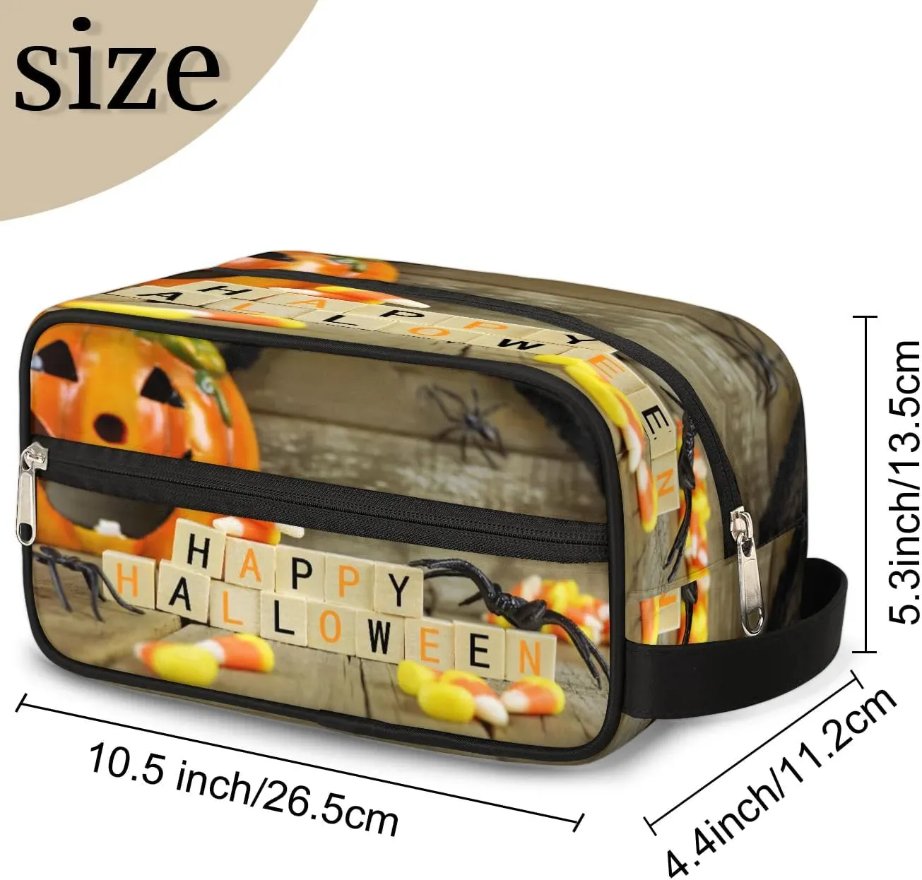 Happy Halloween Pumpkin Travel Toiletry Bag for Women Men Small Cosmetic Makeup Organizer Water Resistant Shaving Bag Portable Make Up Bag Storage Bags with Handle