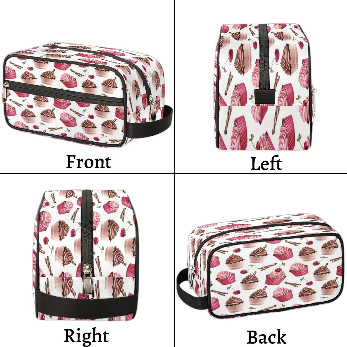 Ice Cream Cherry Travel Toiletry Bag for Women Men Small Cosmetic Makeup Organizer Water Resistant Shaving Bag Portable Make Up Bag Storage Bags with Handle
