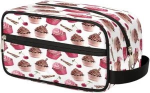Ice Cream Cherry Travel Toiletry Bag for Women Men Small Cosmetic Makeup Organizer Water Resistant Shaving Bag Portable Make Up Bag Storage Bags with Handle