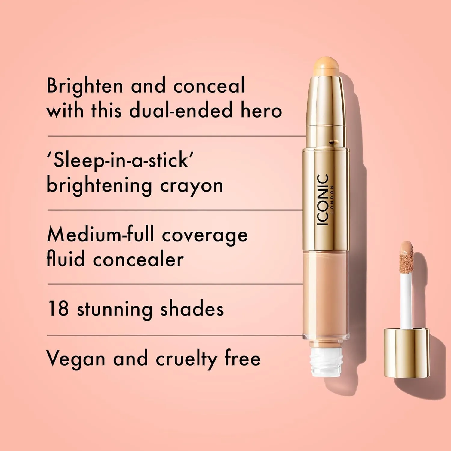 ICONIC LONDON Radiant Concealer & Brightening Duo | Creamy Liquid   Brightening Crayon Dual Ended Concealer, Cruelty Free, Vegan Makeup