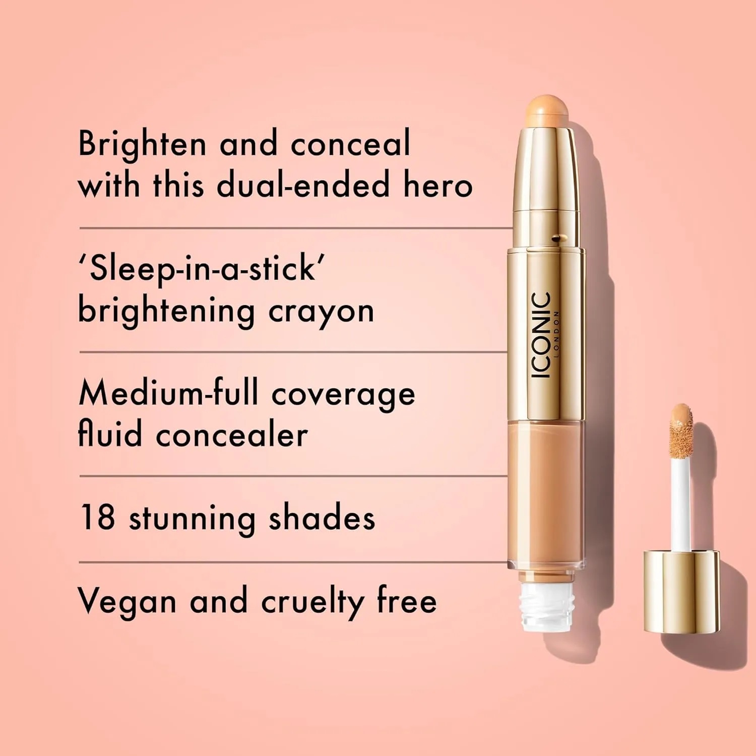 ICONIC LONDON Radiant Concealer & Brightening Duo | Creamy Liquid   Brightening Crayon Dual Ended Concealer, Cruelty Free, Vegan Makeup