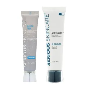INSTA-TOX Wrinkle Smoothing Serum .75 Fl Oz and Vitamin A Makeup Prep Primer & Pore Minimizer - 2 Fl Oz - Line, Wrinkle & Pore Filler for Face - Skin Tightening - Smooth & Blur - Serious Skincare