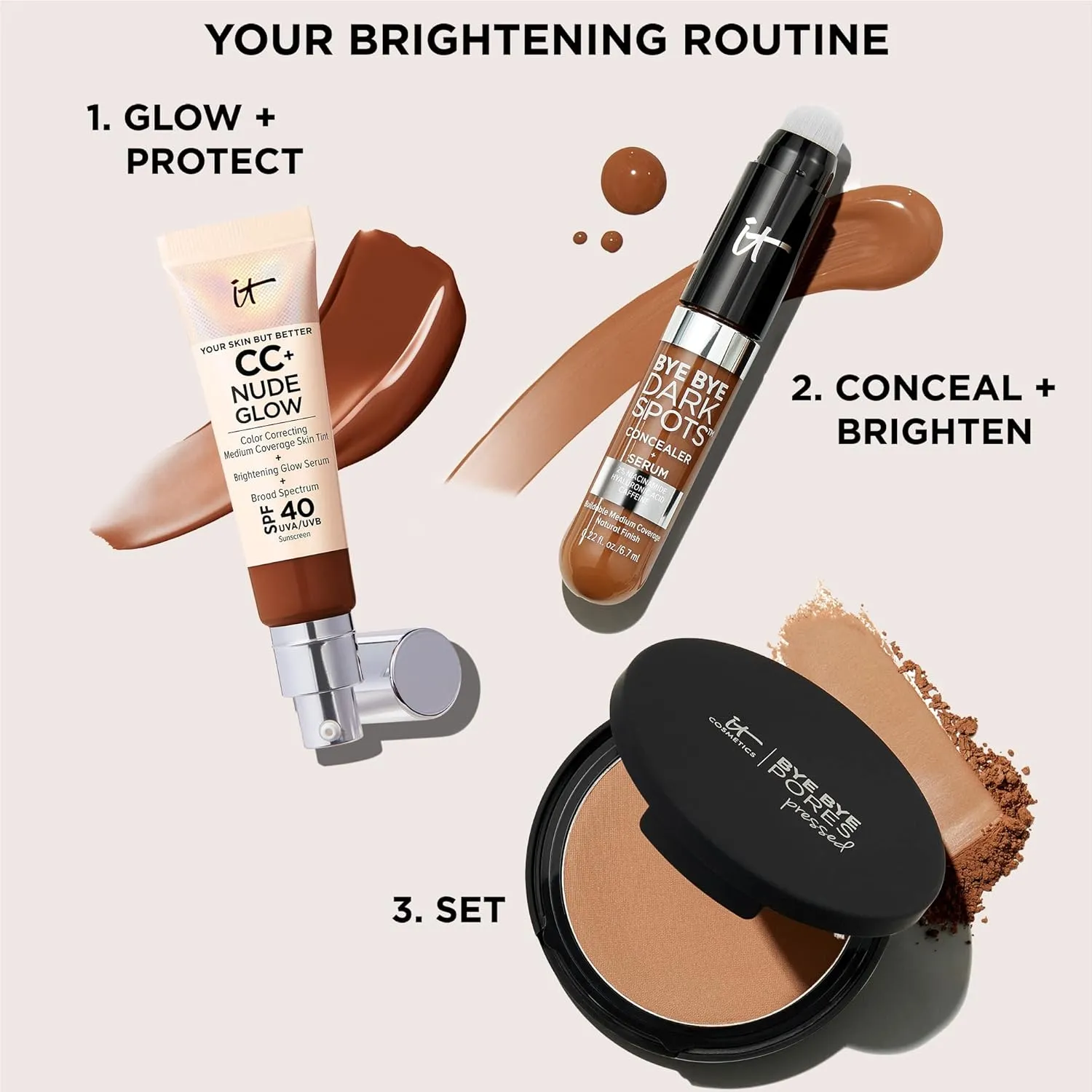 IT Cosmetics Bye Bye Dark Spots Concealer   Brightening Serum – 2% Niacinamide, Hyaluronic Acid & Caffeine - Medium Coverage, Natural Finish, All Skin Types - 0.22 fl oz
