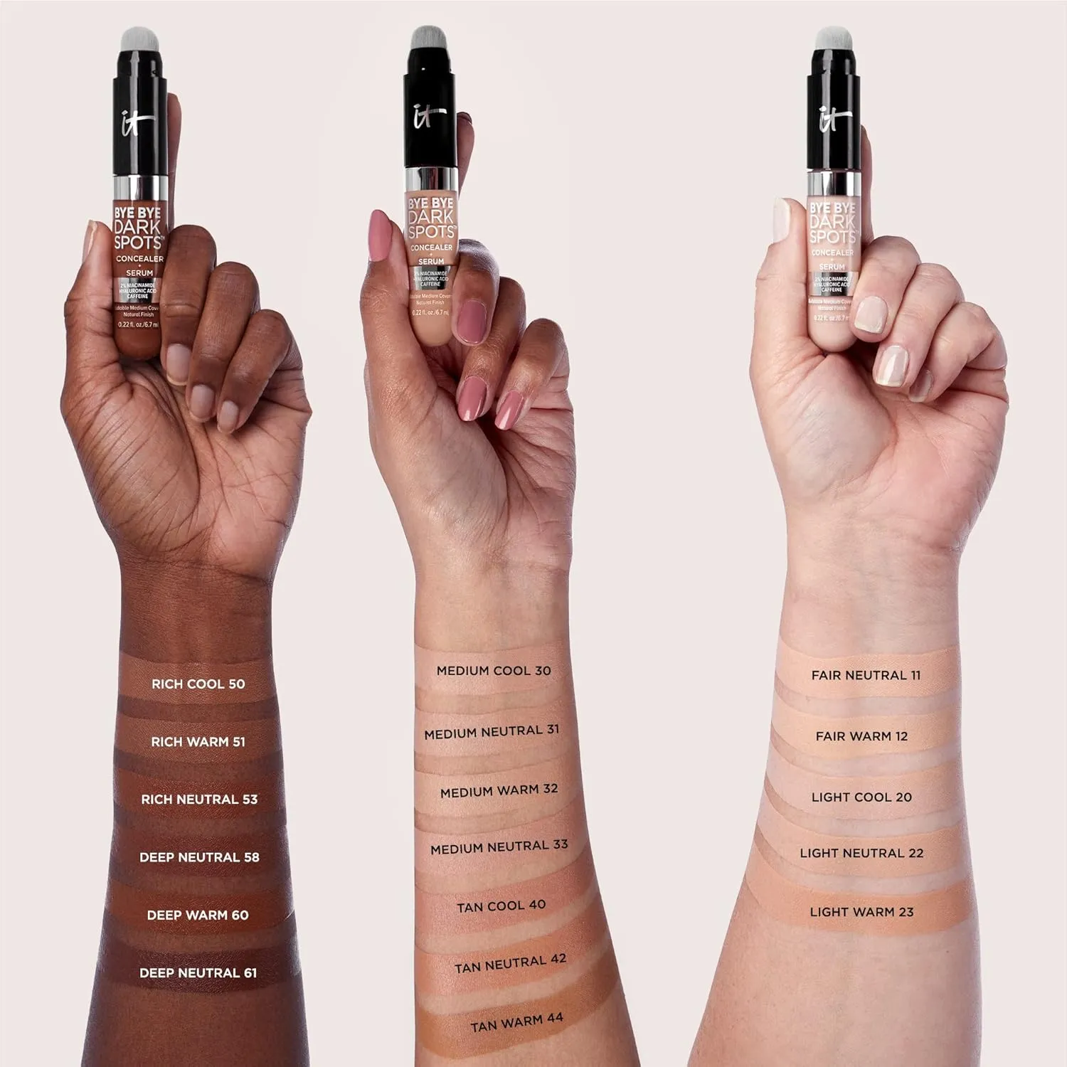 IT Cosmetics Bye Bye Dark Spots Concealer   Brightening Serum – 2% Niacinamide, Hyaluronic Acid & Caffeine - Medium Coverage, Natural Finish, All Skin Types - 0.22 fl oz