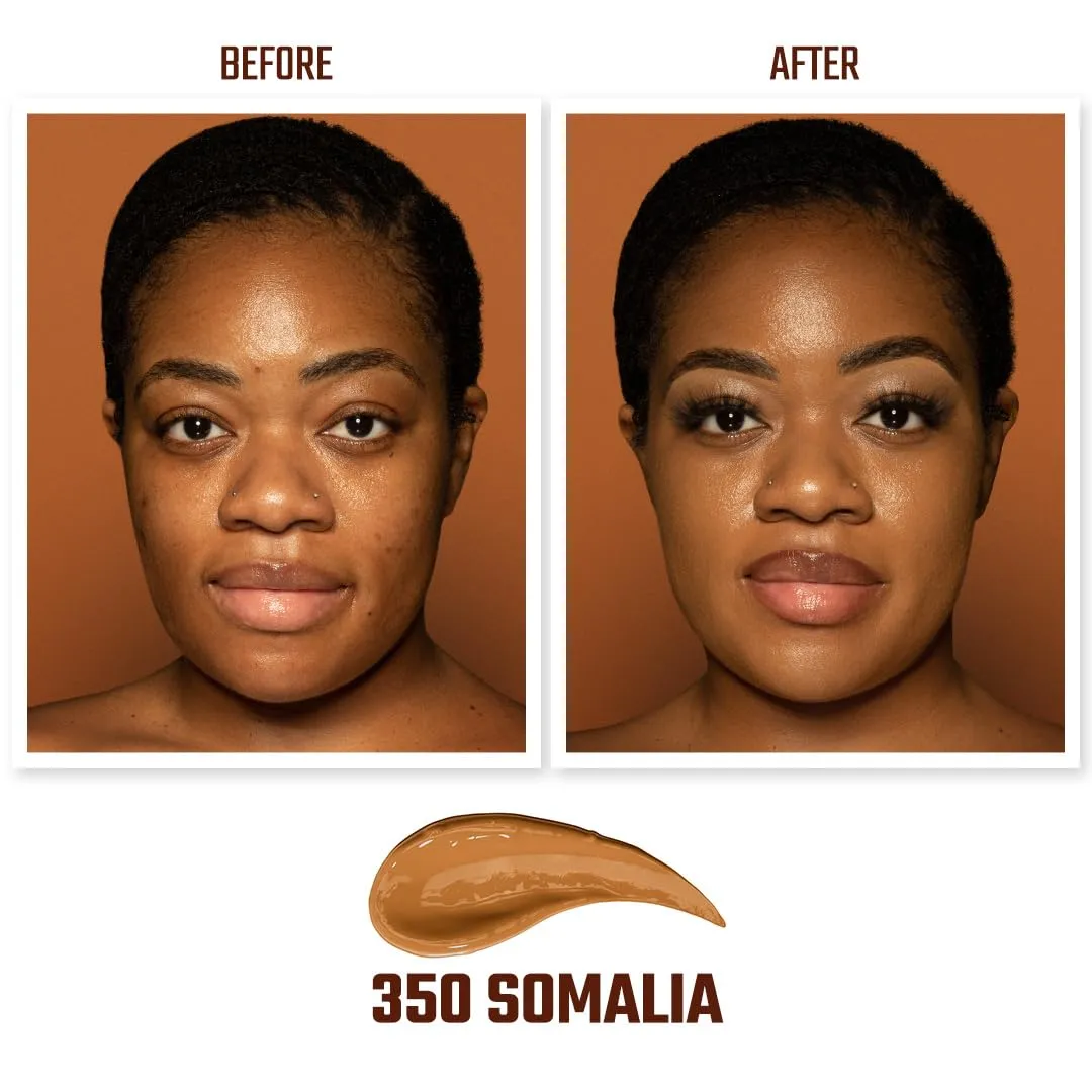 Juvia's Place I Am Magic Velvety Matte Liquid Foundation 350 - Somalia - Dark Tan w/Warm Undertone, Makeup Foundation Full Coverage, Lightweight, Long Wear, Velvety Matte Finish
