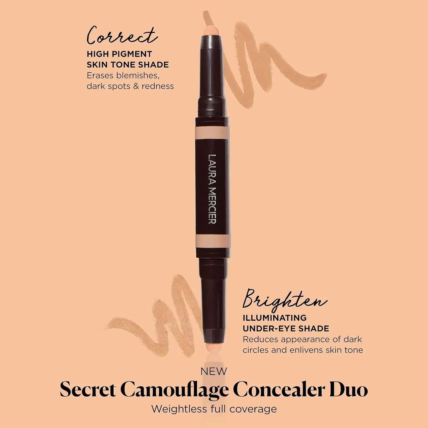 Laura Mercier Secret Camouflage Brighten and Correct Duo, 2-in-1 Face and Under Eye Concealer Stick, Blurs Imperfections and Reduces Appearance of Undereye Dark Circles, Full Coverage