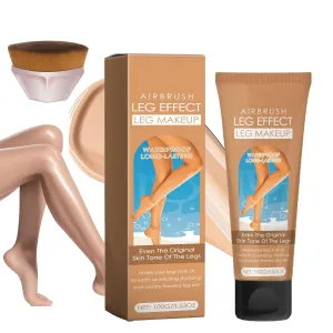 Leg Makeup Waterproof No Transfer, Body Art Cover up Makeup Waterproof, All over Complexion Perfector for All Skin Types, Body Concealer Foundation Cream with Brush Applicator (Mudium)