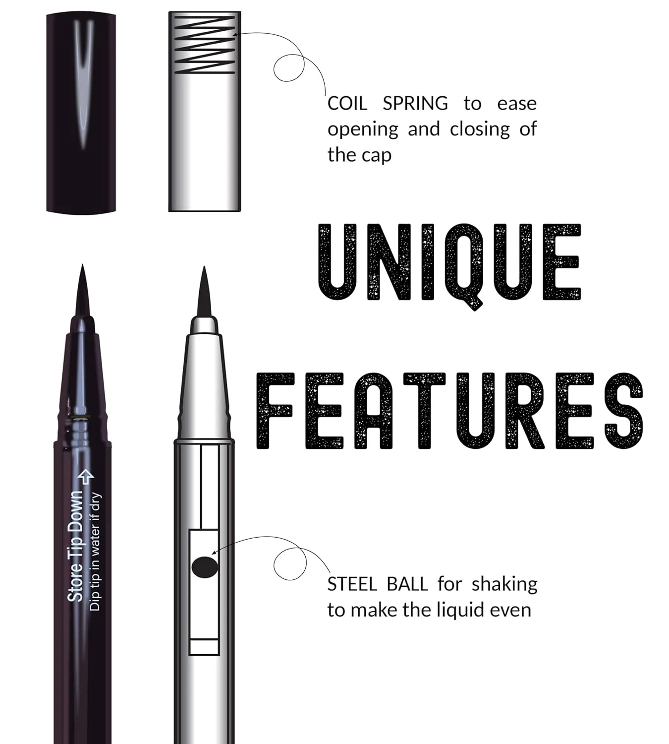 Liquid Eyeliner Waterproof Automatic Precise Pen - Satin Black, Stay All Day, Smudge Proof, Quick Dry, Smooth Easy Application, Intense Color, 3xMore (0.070 fl.oz) Valentine's Gifts