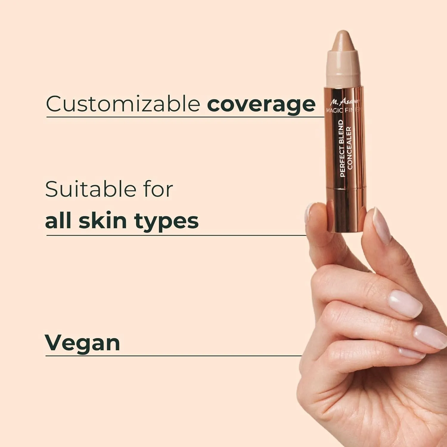 M. Asam MAGIC FINISH Perfect Blend Concealer Nude (0.1 Oz) - concealer perfects & conceals blemishes & imperfections, make-up with adjustable coverage & instant blur effect, vegan