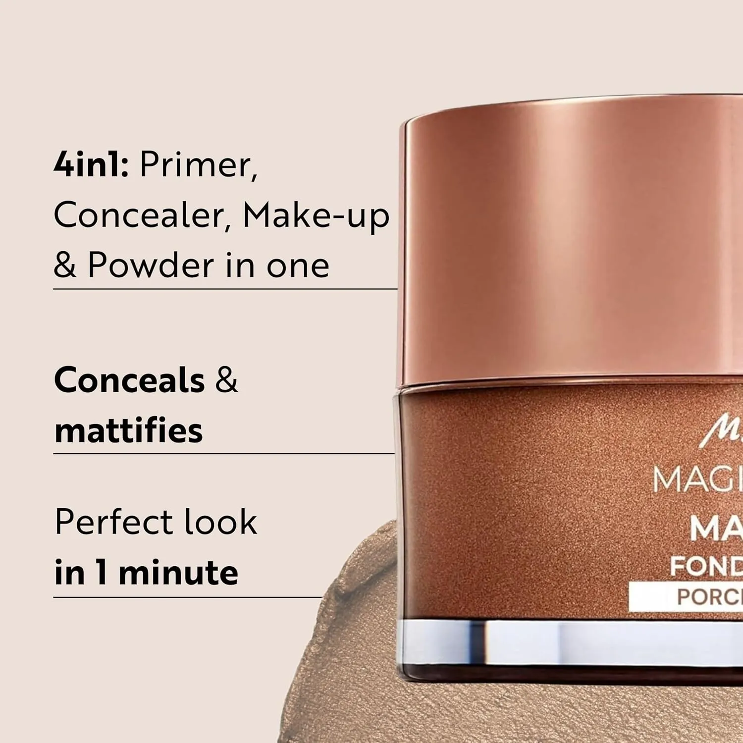 M. Asam Magic Finish Porcelain Teint Make-Up Mousse (1.01 Fl Oz) – 4in1 Primer, Foundation, Concealer & Powder With Buildable Coverage, Adapts To Fair Skin Tones, Leaves Skin Looking Flawless