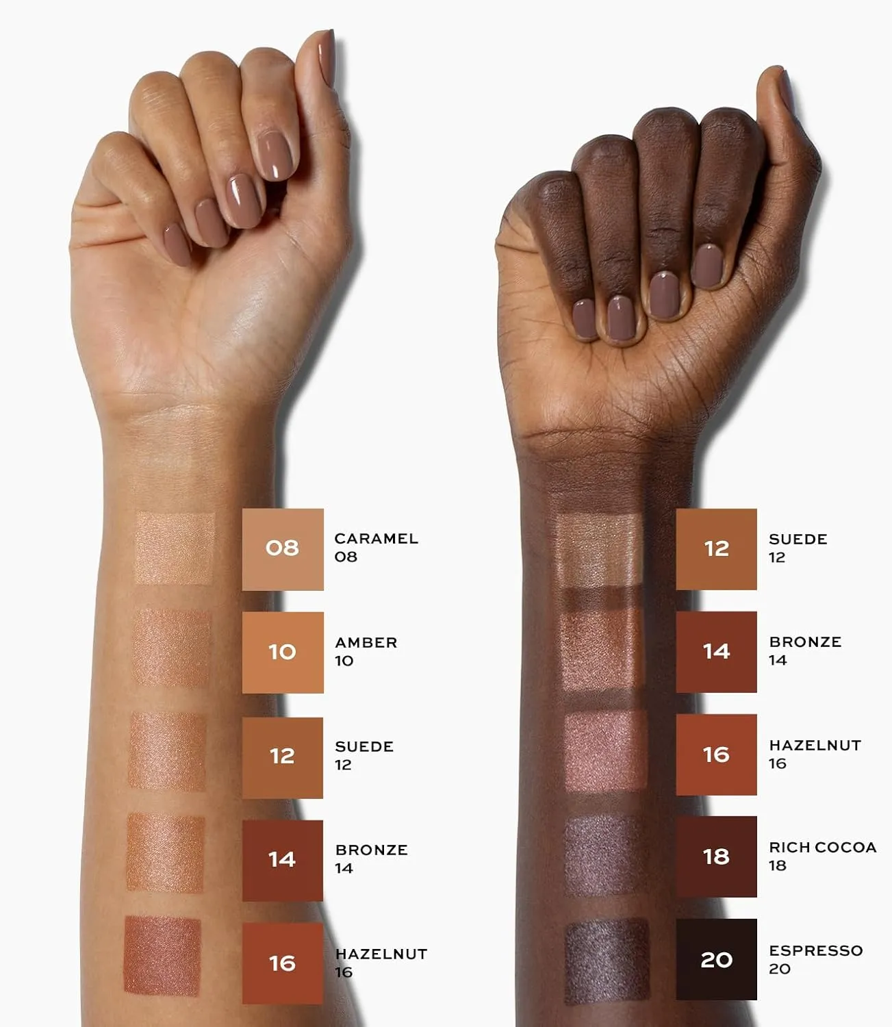 MAKE Beauty Diffusion Dew Skin Tint. Sheer to Medium Coverage Radiant Finish. Blurring, Smoothing, and Brightening for Glowing Complexion. Enhanced with Niacinamide and Adenosine. Ginger 04
