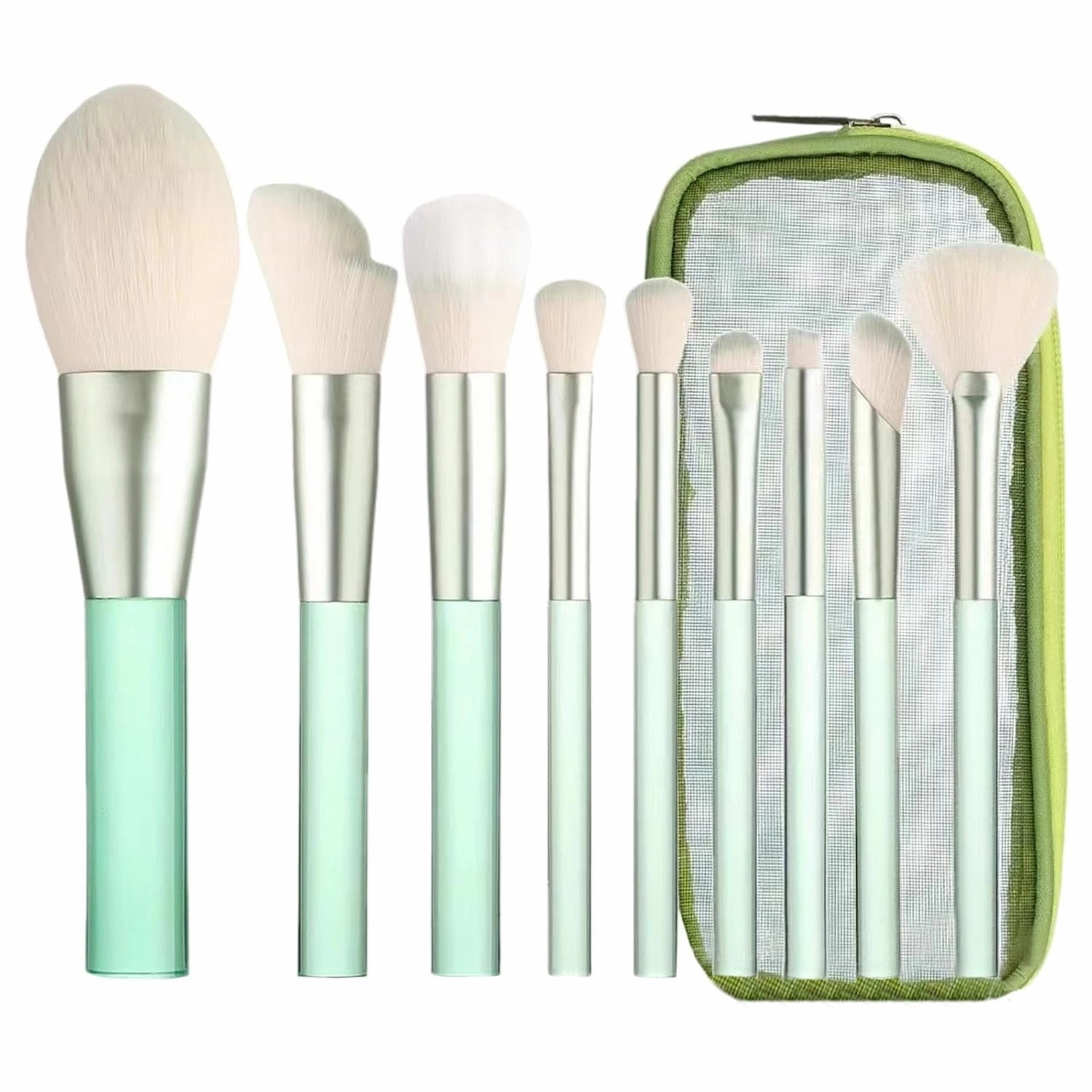 Makeup Brushes with Storage Case, 9 Pcs Professional Synthetic Flat Foundation Brush,Eyeliner Eyeshadow Powder Contour Blending Concealer Brushes,Gifts for Women
