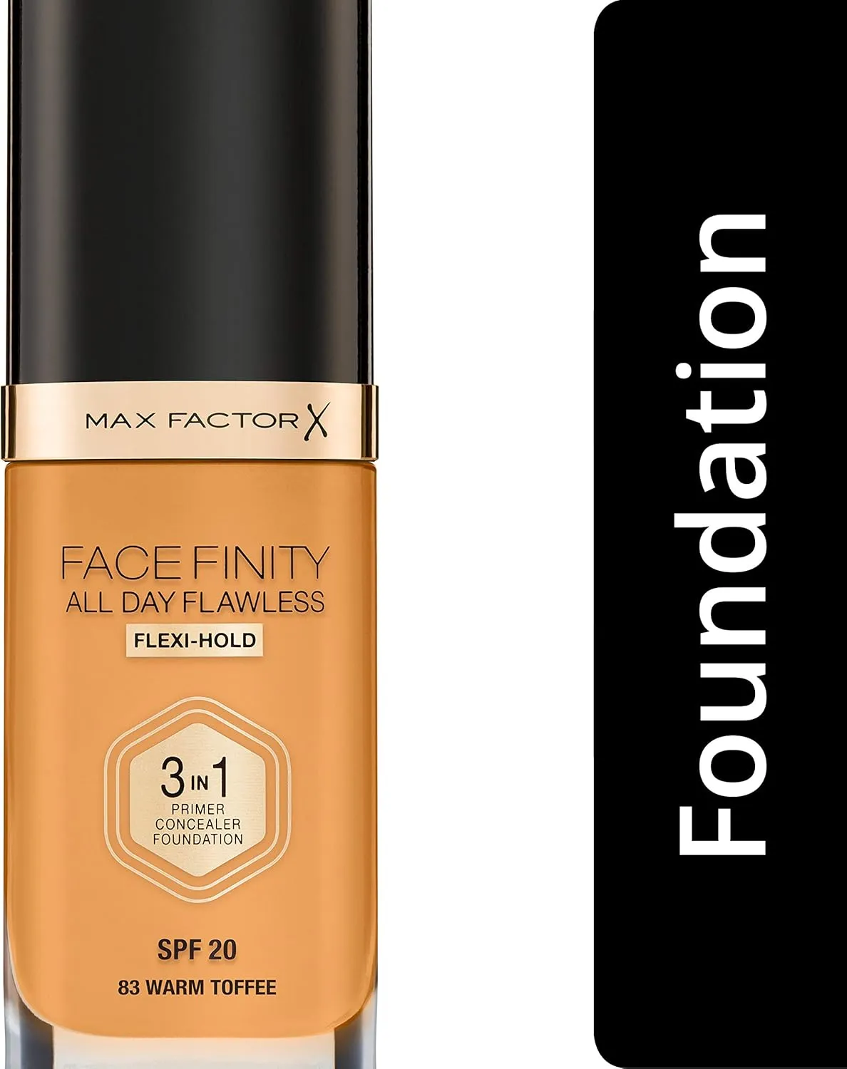 Max Factor Facefinity 3-in-1 All Day Flawless Liquid Foundation, SPF 20-83 Warm Toffee, 30 ml
