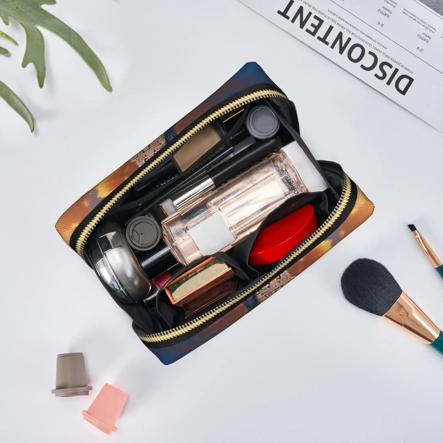 Mayan Calendar End of The World Printed Small Makeup Bag,Travel Cosmetic Bag Purse with Zipper,Water-resistant Makeup Organizer Bag for Women