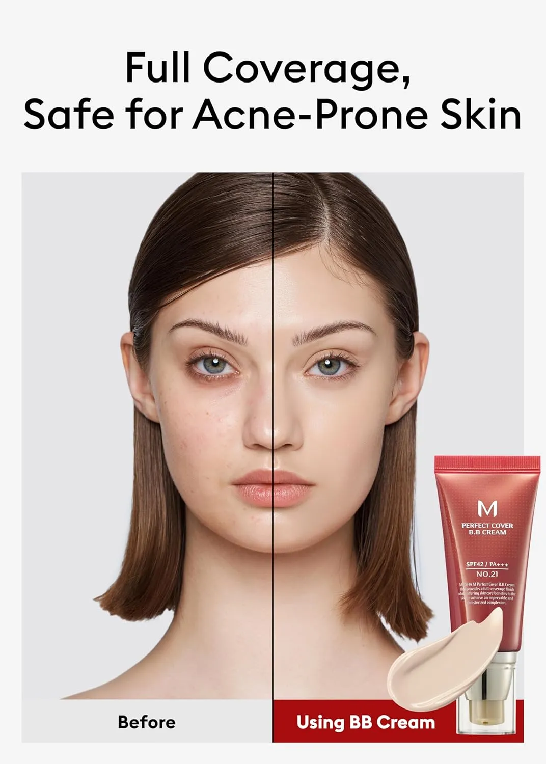 MISSHA BB ESSENTIALS KIT M PERFECT COVER BB CREAM No.21 Light Beige - Light with Cool Undertone/SPF 42 PA    1.69 oz & M BB Boomer 1.35 oz -Lightweight, Multi-Function, High Coverage