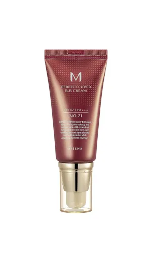 MISSHA M Perfect BB Cream No.21 Light Beige for Bright Skin SPF 42 PA     1.69 Fl Oz - Tinted Moisturizer for face with SPF (Pack of 4)