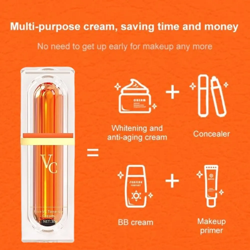 Multi-VC Natural Makeup Cream, Five Vitamin C Natural Makeup Cream, Five Vitamin C Tone Up Cream, QHOO Five VC Plain Face Cream, Swarous Makeup Cream, Vitamin C Face Serum Moisturizer Cream (2)
