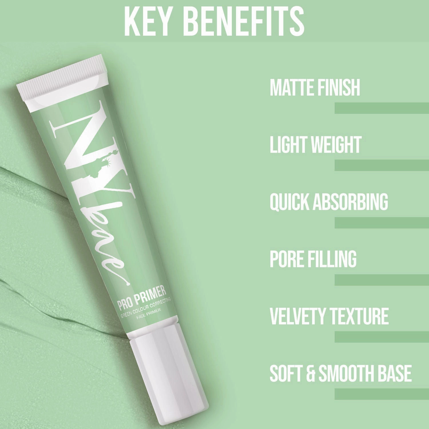 NY Bae Pro Primer | Green Colour Correcting Face Primer | Covers Redness & Blemishes | For Acne Prone Skin | Matte Finish | Light weight | Quick Absorbing | Pore Filling