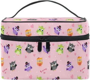 Owl Makeup Bag, Cute Travel Makeup Organizer Bags Toiletry Bag Box Travel Cosmetic Bag Make Up Train Case for Women Teen Girl Ladies