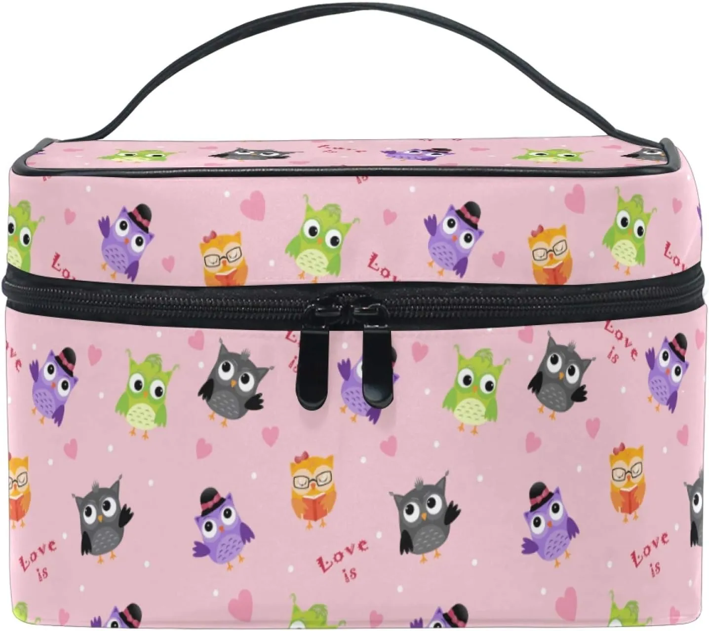 Owl Makeup Bag, Cute Travel Makeup Organizer Bags Toiletry Bag Box Travel Cosmetic Bag Make Up Train Case for Women Teen Girl Ladies