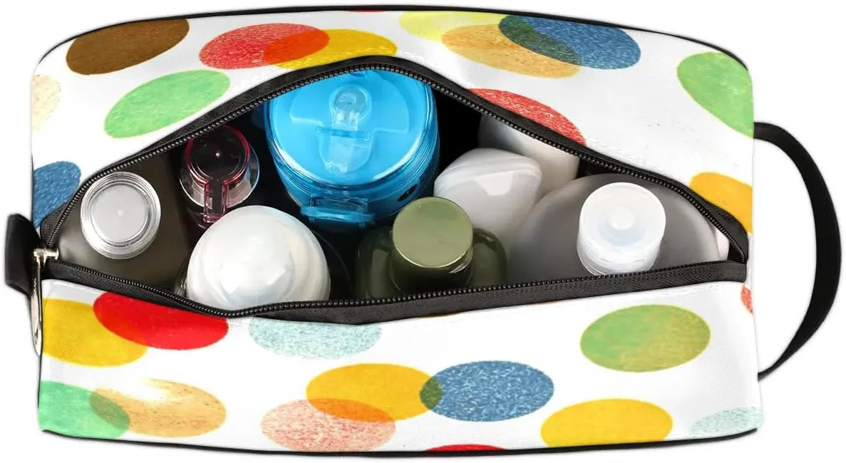 Polka Dot Painting Travel Toiletry Bag for Women Men Small Cosmetic Makeup Organizer Water Resistant Shaving Bag Portable Make Up Bag Storage Bags with Handle