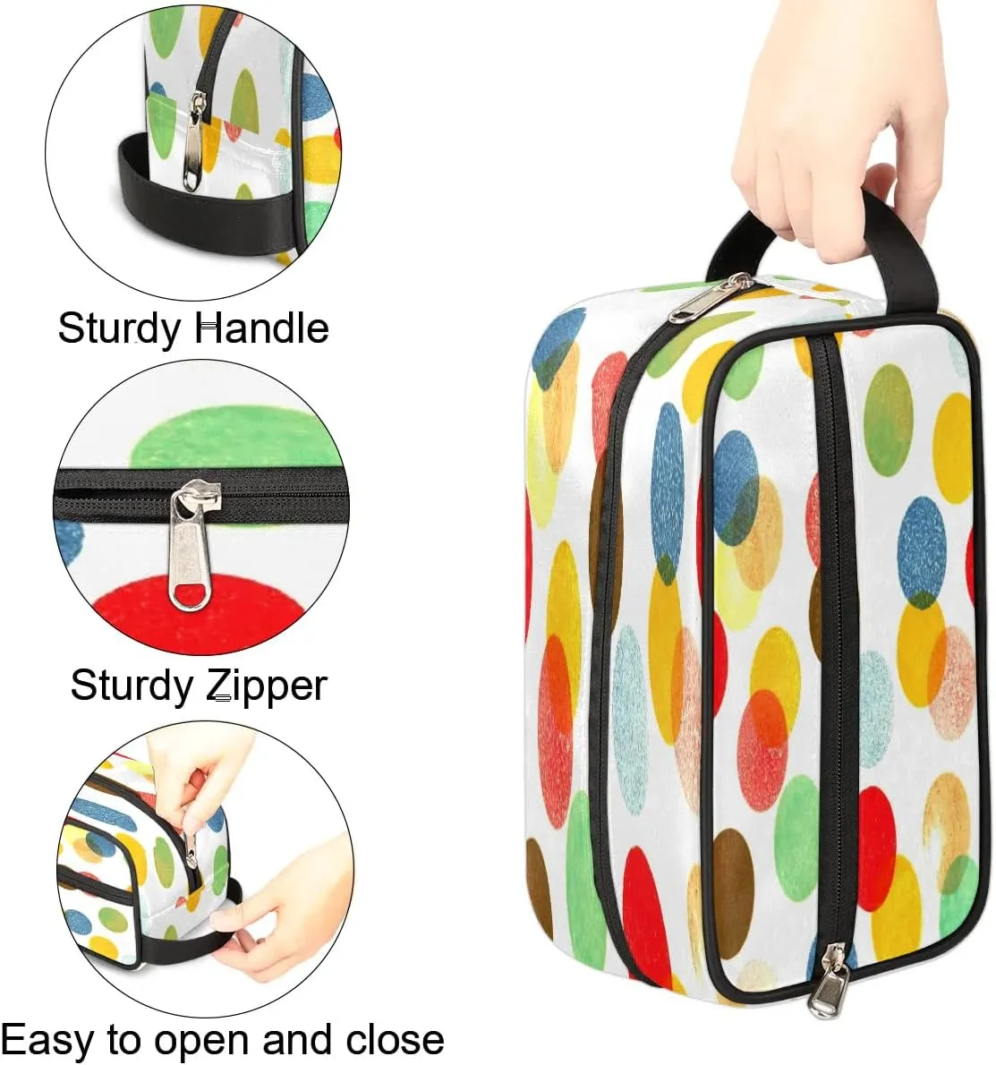 Polka Dot Painting Travel Toiletry Bag for Women Men Small Cosmetic Makeup Organizer Water Resistant Shaving Bag Portable Make Up Bag Storage Bags with Handle