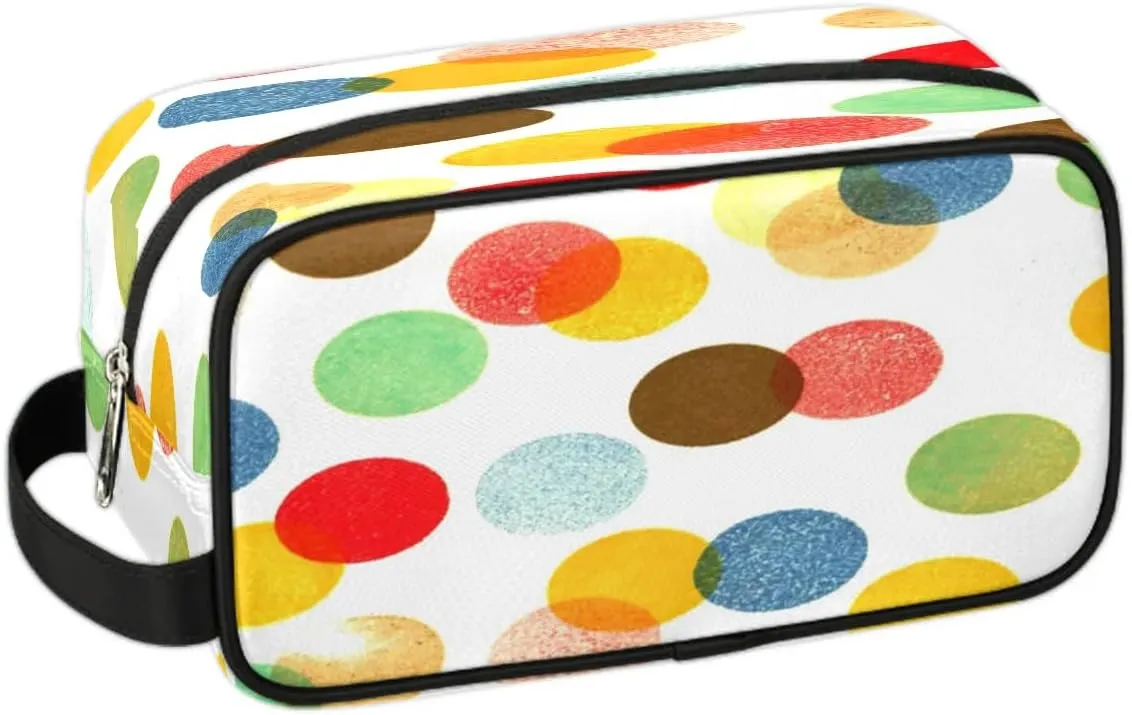 Polka Dot Painting Travel Toiletry Bag for Women Men Small Cosmetic Makeup Organizer Water Resistant Shaving Bag Portable Make Up Bag Storage Bags with Handle