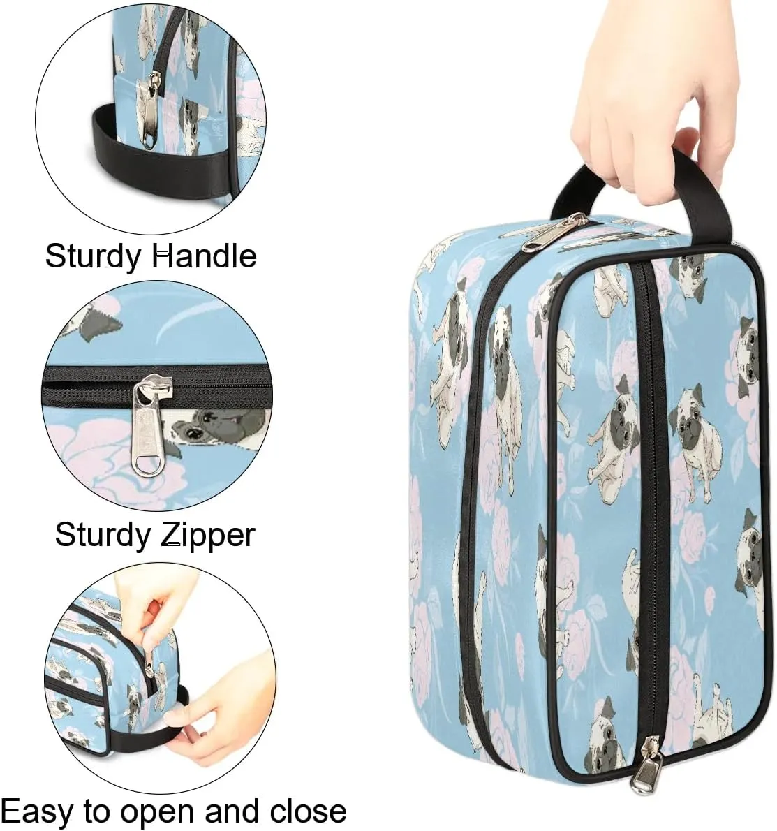 Retro Dogs Paint Travel Toiletry Bag for Women Men Small Cosmetic Makeup Organizer Water Resistant Shaving Bag Portable Make Up Bag Storage Bags with Handle