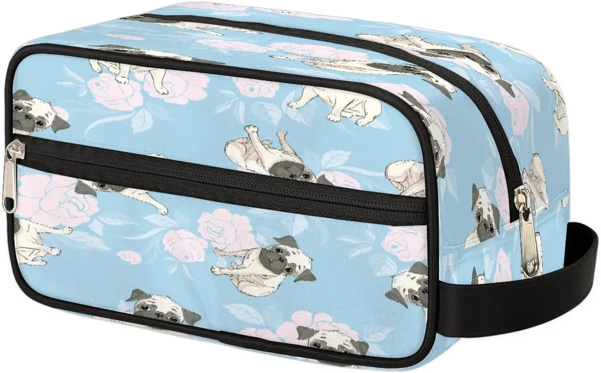 Retro Dogs Paint Travel Toiletry Bag for Women Men Small Cosmetic Makeup Organizer Water Resistant Shaving Bag Portable Make Up Bag Storage Bags with Handle