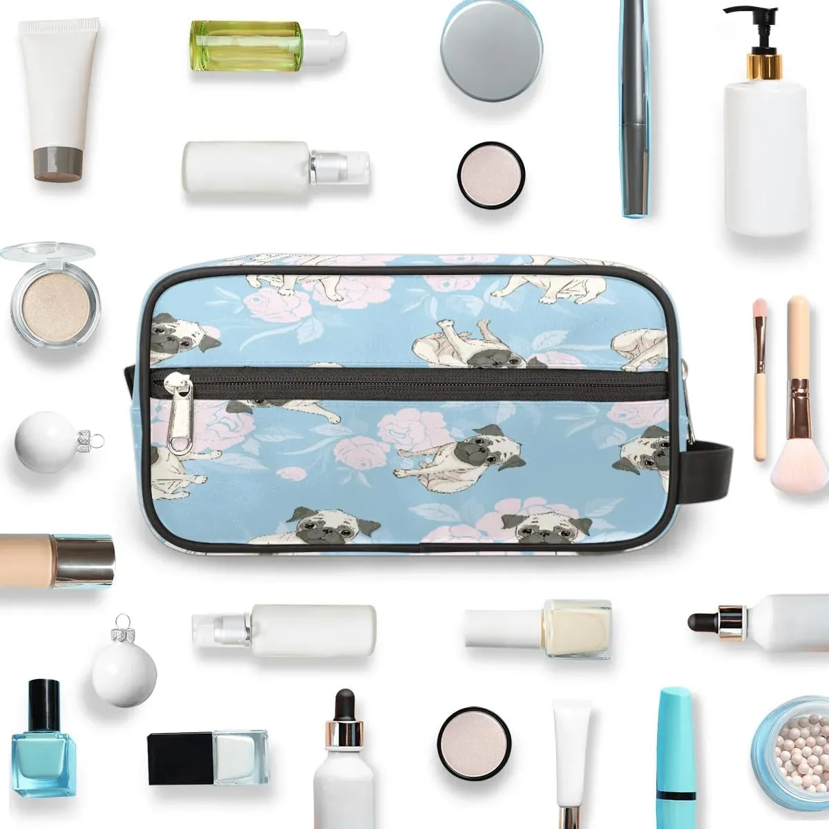 Retro Dogs Paint Travel Toiletry Bag for Women Men Small Cosmetic Makeup Organizer Water Resistant Shaving Bag Portable Make Up Bag Storage Bags with Handle