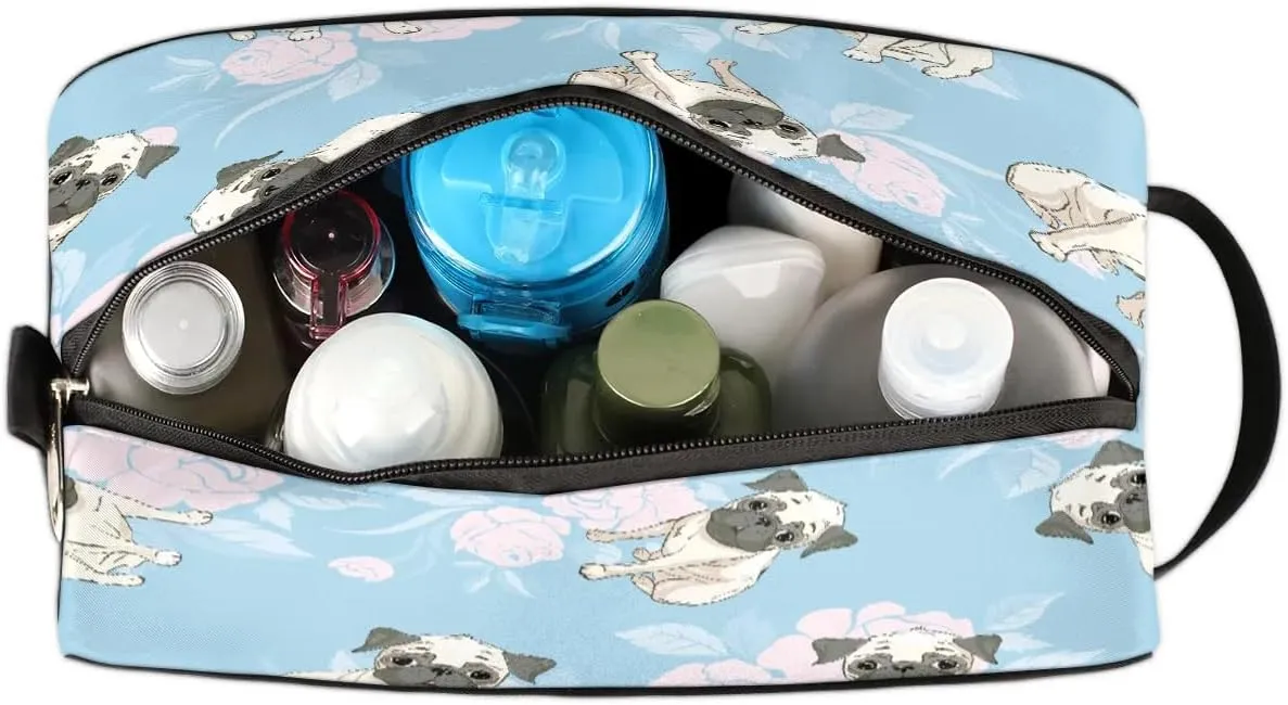 Retro Dogs Paint Travel Toiletry Bag for Women Men Small Cosmetic Makeup Organizer Water Resistant Shaving Bag Portable Make Up Bag Storage Bags with Handle