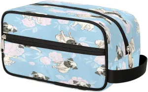 Retro Dogs Paint Travel Toiletry Bag for Women Men Small Cosmetic Makeup Organizer Water Resistant Shaving Bag Portable Make Up Bag Storage Bags with Handle