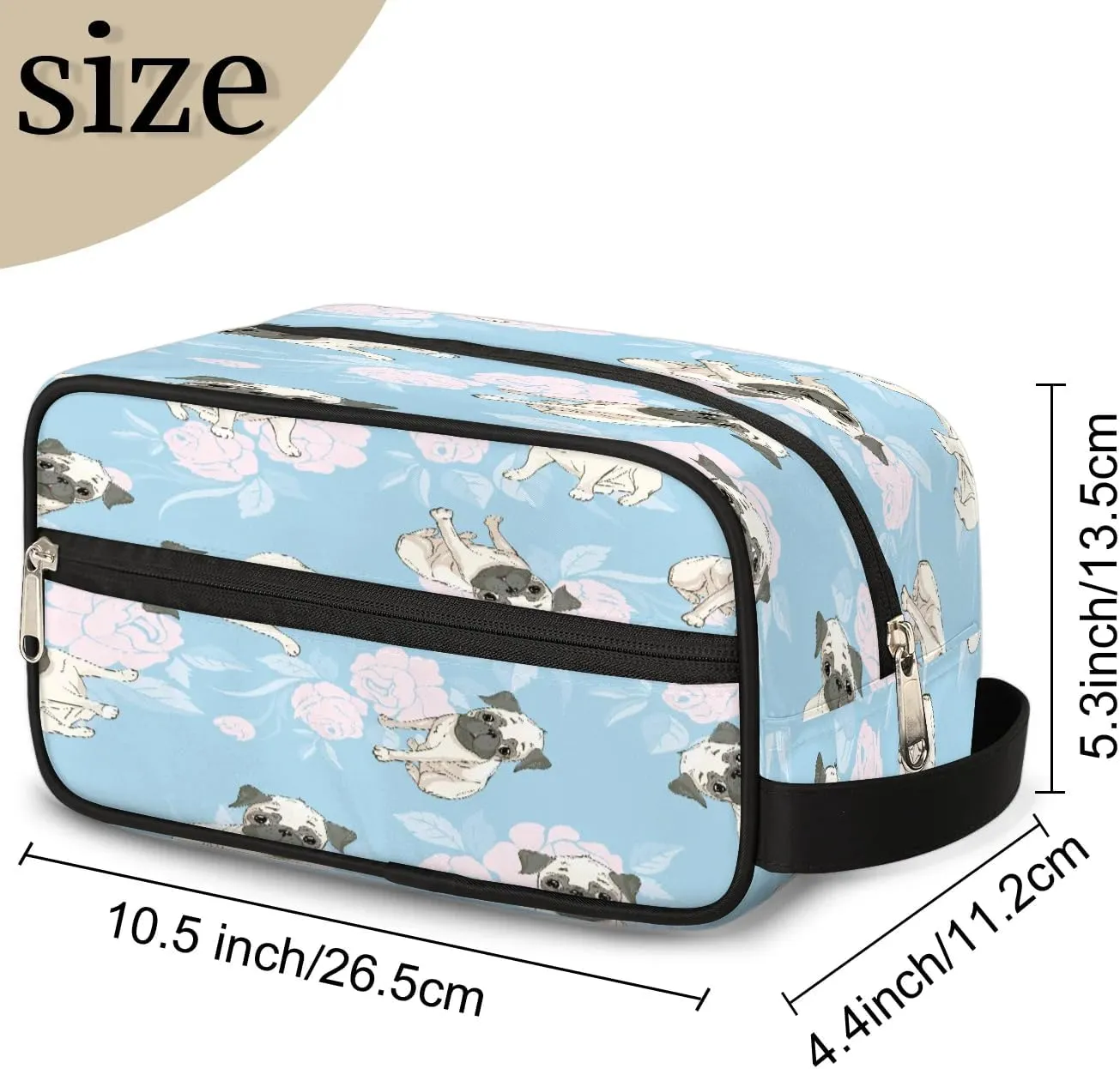 Retro Dogs Paint Travel Toiletry Bag for Women Men Small Cosmetic Makeup Organizer Water Resistant Shaving Bag Portable Make Up Bag Storage Bags with Handle